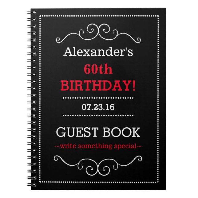 Caderno Espiral Livro de convidado da festa de aniversário (Frente)