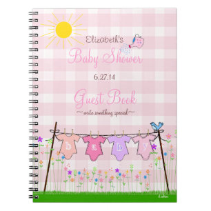 Caderno Espiral Livro de convidado do chá de fraldas das