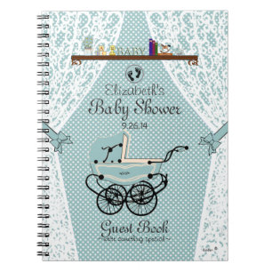 Caderno Espiral Livro de convidado do chá de fraldas do berçári