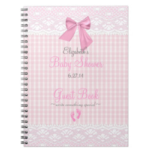 Caderno Espiral Livro de convidado do chá de fraldas do rosa do