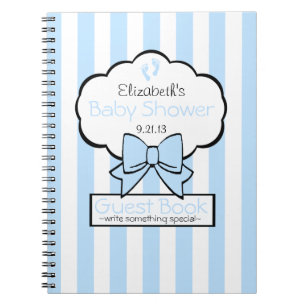 Caderno Espiral Livro de convidado listrado azul do chá de fralda