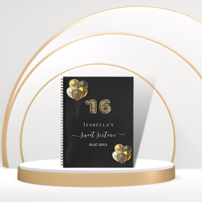 Caderno Espiral Livro de convidados 16 balões-leopardo-negros de o (Criador carregado)