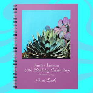 Caderno Espiral Livro de Convidados, Agave e Cactus da Festa de an