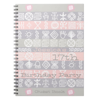 Caderno Espiral Livro de Convidados da Festa de aniversário 17