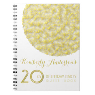 Caderno Espiral Livro de Convidados da Festa de aniversário de 20