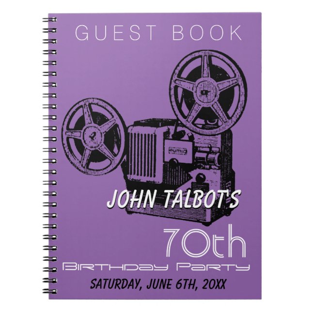 Caderno Espiral Livro de Convidados da festa de aniversário de 70  (Frente)