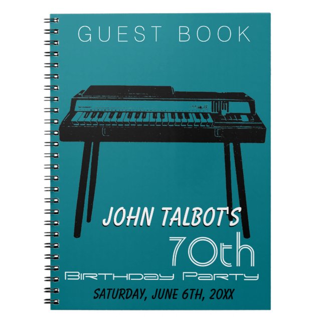 Caderno Espiral Livro de Convidados da festa de aniversário de Órg (Frente)