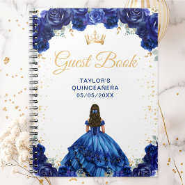 Caderno Espiral Livro de Convidados da Princesa Quinceañera Azul E