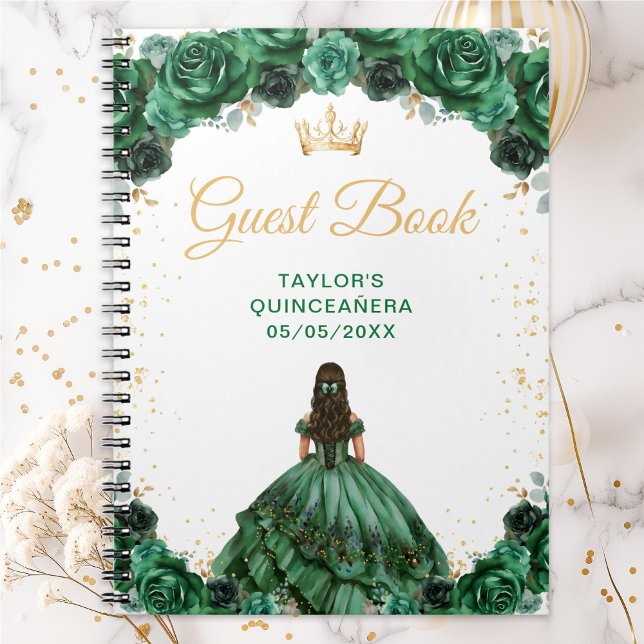 Caderno Espiral Livro de Convidados da Princesa Verde Escura Quinc (Criador carregado)
