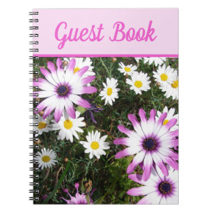 Caderno Espiral Livro de convidados Daisy Linda Flor Flor Rosa