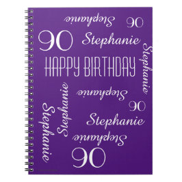 Caderno Espiral Livro de Convidados de Festa de aniversário 90, Re