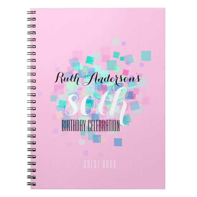 Caderno Espiral Livro de Convidados de Festa de aniversário Rosa 8 (Frente)