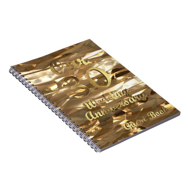 Caderno Espiral Livro de Convidados do 30 Casamento Dourado Elegan (Lado Direito)