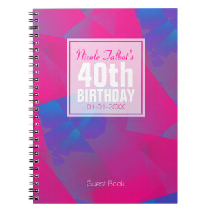 Caderno Espiral Livro de Convidados do aniversário de 40 anos Azul