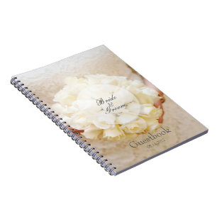 Caderno Espiral Livro de convidados do Buquê de Flor Branca Bridal