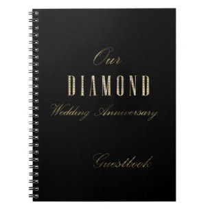 Caderno Espiral Livro de Convidados do Casamento Diamond Dourado