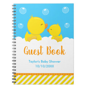 Caderno Espiral Livro de convidados do Chá de fraldas Amarelo-Amar