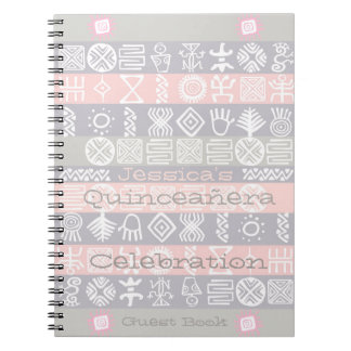 Caderno Espiral Livro de Convidados do Étnico Boho-Chic Quinceañer