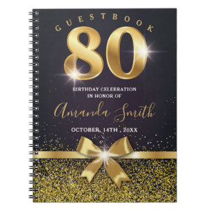 Caderno Espiral Livro de convidados do Glitter Dourado do Anivers