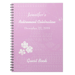 Caderno Espiral Livro de convidados do partido aposentadoria, rosa