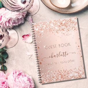 Caderno Espiral Livro de convidados Doce 16 escamas de ouro rosa