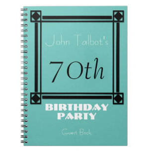 Caderno Espiral Livro de Convidados sobre 70 de Festa de aniversár