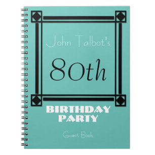 Caderno Espiral Livro de Convidados sobre 80 de Festa de aniversár