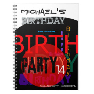 Caderno Espiral Livro de Convidados sobre Festa de aniversário de