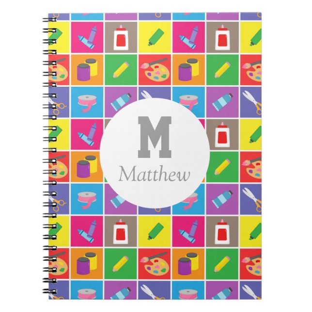 Caderno Espiral Livro de Desenho Infantil com Padrão de Artes e Of (Frente)