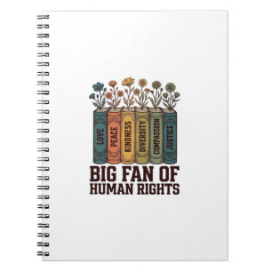 Caderno Espiral Livro de Direitos Humanos Flores Desenho Vetorial