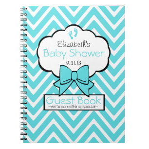 Caderno Espiral Livro de hóspedes azul e branco do Aqua de Chevro
