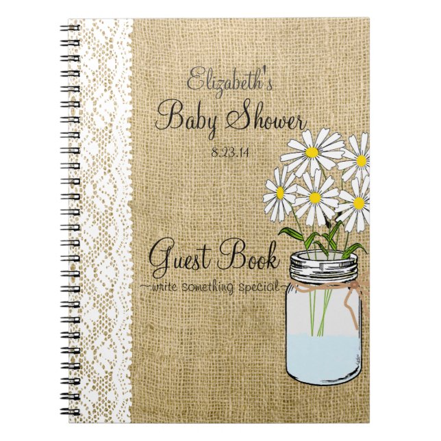 Caderno Espiral Livro de hóspedes branco do chá de fraldas do laço (Frente)