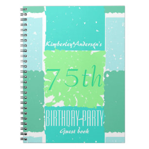 Caderno Espiral Livro de hóspedes do aniversário das cores verde