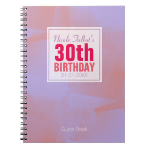 Caderno Espiral Livro de hóspedes do aniversário de 30 anos abstra