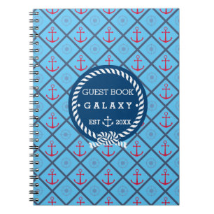 Caderno Espiral Livro de hóspedes do barco mim azul de turquesa