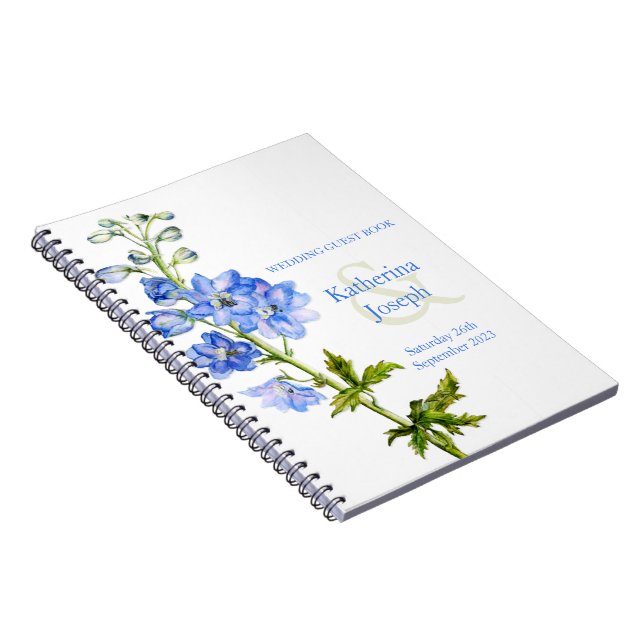 Caderno Espiral Livro de hóspedes do Delphinium blue (Lado Direito)