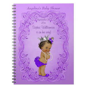 Caderno Espiral Livro de hóspedes étnico roxo da princesa chá d