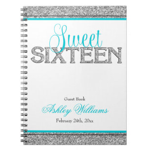Caderno Espiral Livro de hóspedes Glam do doce 16 da cerceta da
