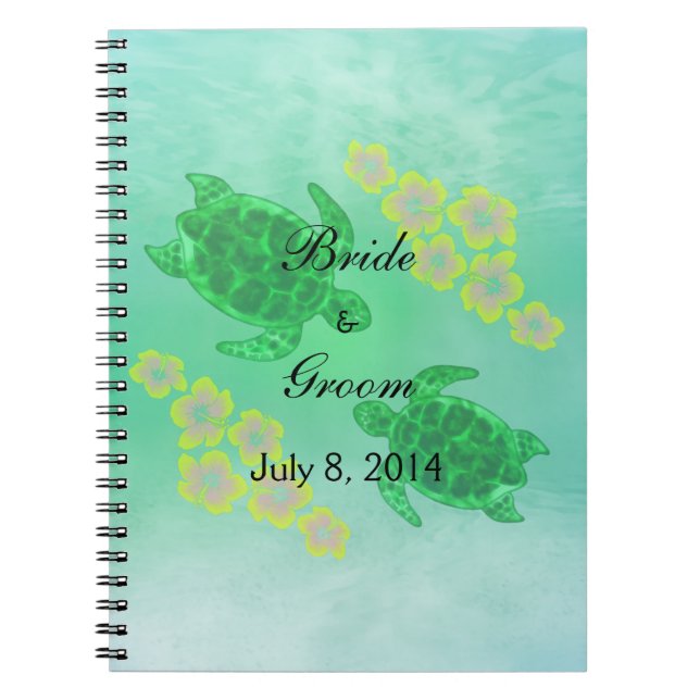 Caderno Espiral Livro de hóspedes havaiano do casamento de Honu (Frente)