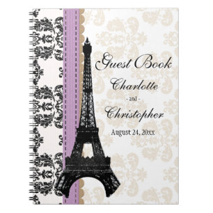 Caderno Espiral Livro de hóspedes parisiense do casamento da torr