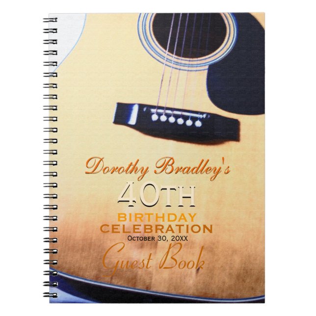 Caderno Espiral Livro de hóspedes personalizado da guitarra (Frente)