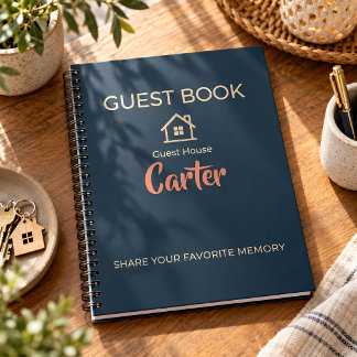 Caderno Espiral Livro de Hóspedes Personalizado para Casa de Hóspe