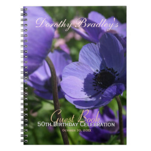 Caderno Espiral Livro de hóspedes roxo da festa de aniversário d
