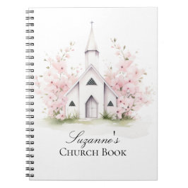 Caderno Espiral Livro de Igreja Floral Rosa Personalizado