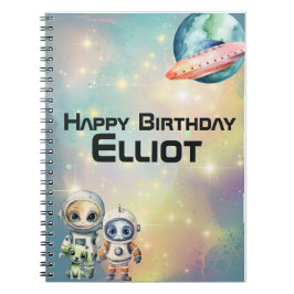 Caderno Espiral Livro de Memórias de Aniversário Intergaláctico
