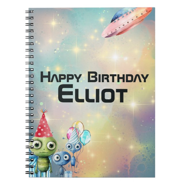 Caderno Espiral Livro de Memórias de Aniversário Intergaláctico (Frente)