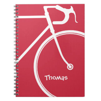 Caderno Espiral Livro de nota abstrato da bicicleta do vermelho e