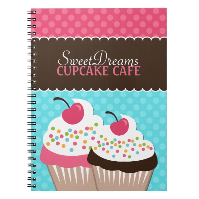 Caderno Espiral Livro de nota bonito do cupcake (Frente)
