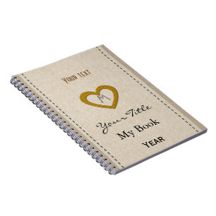 Caderno Espiral Livro de Nota de Coração Dourada, Monograma e Cute