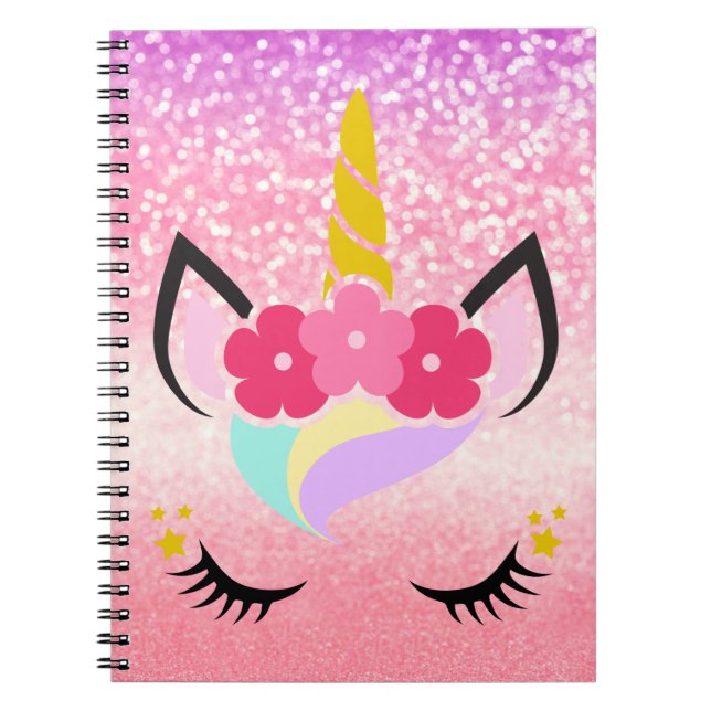 Caderno Espiral Livro de Nota de Ombre Personalizado do Unicorn (Frente)